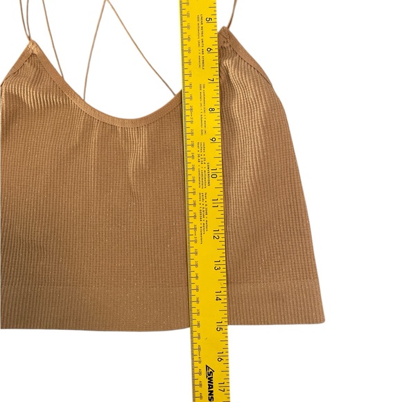 Urban Outfitters Sparkly Ribbed Crisscross Cami Top Brown Nude Y2K Size M - Picture 6 of 9
